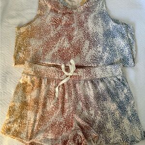 P.J. Salvage Speckled Pajama Shorts Set - Red, Blue, Yellow